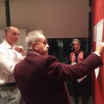 Three people reviewing a map for the La Trobe engagement process