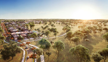 Artist impression of the proposed Wollert Estate with houses surrounded by open space
