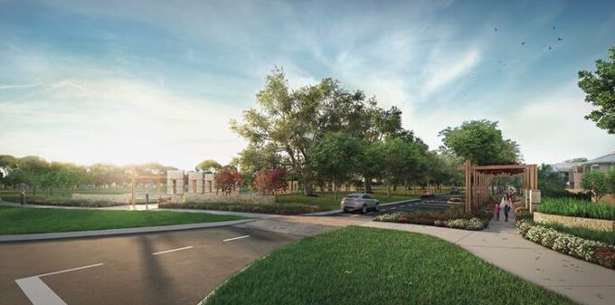 Artist impression of a park and streetscape in Donnybrook