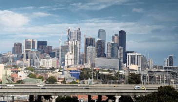 Melbourne skyline from beyond Arden looking towards St Kilda
