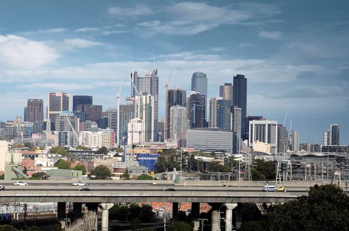 Melbourne skyline from beyond Arden looking towards St Kilda