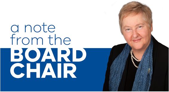 Portrait of Jude Munro as the centre piece of A note from the Board Chair banner - decorative