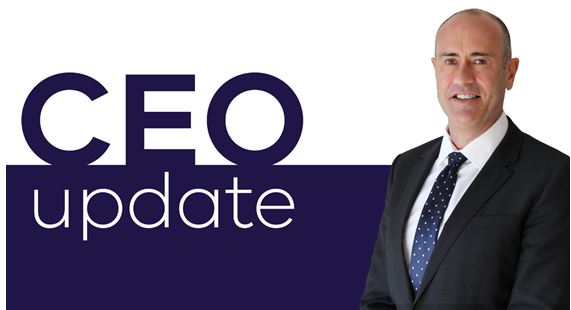 Image of Stuart Moseley under the CEO update banner - decorative