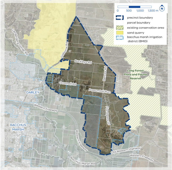 Map of the Merrimu Precinct displaying various boundaries - January 2025