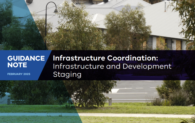 Cover of the Infrastructure Coordination: Infrastructure and Development Staging - February 2025