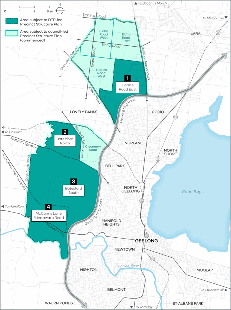 Graphical representative map of the Northern and Western Geelong Growth Areas